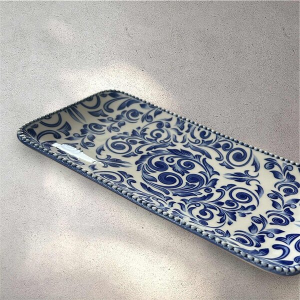 Téglalap alakú tálka kék árnyalatokban 23 cm x 11 cm méretben