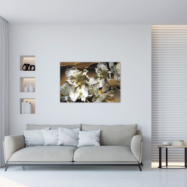 Kép - Orchidea virágok márvány háttérrel (90x60 cm)