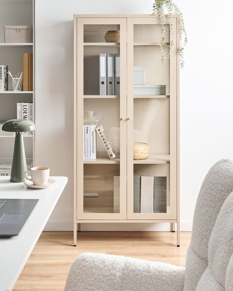 Üveges vitrin HARTY Fém 80 cm Bézs