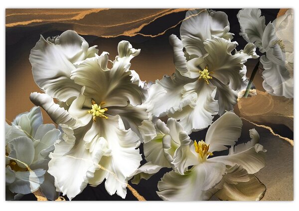 Kép - Orchidea virágok márvány háttérrel (90x60 cm)