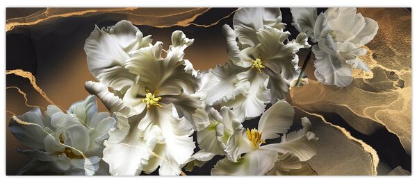 Kép - Orchidea virágok márvány háttérrel (120x50 cm)