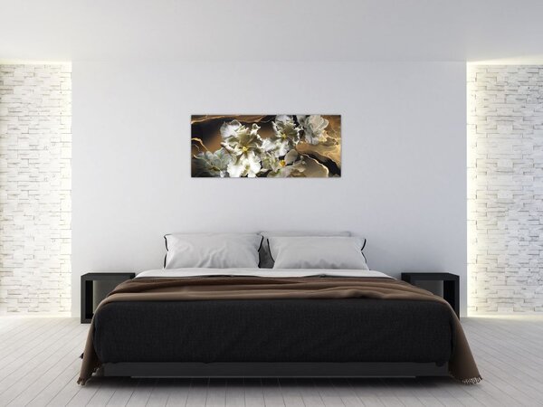 Kép - Orchidea virágok márvány háttérrel (120x50 cm)