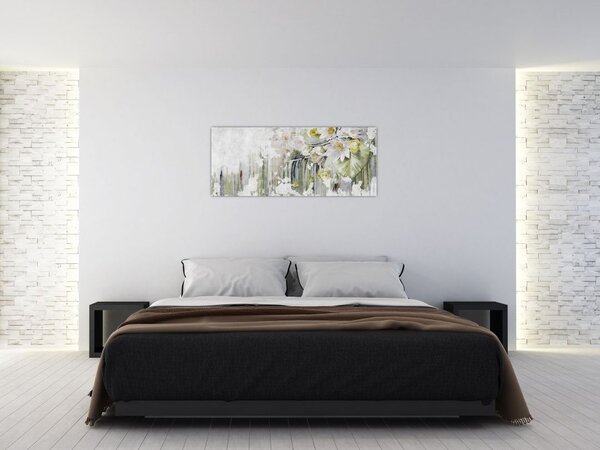 Kép - Fehér virágok, vintage (120x50 cm)