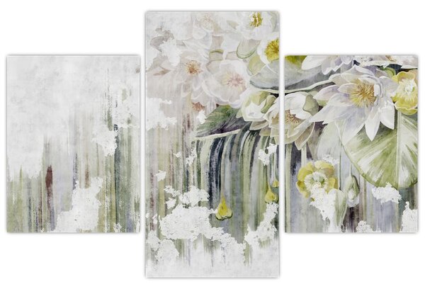 Kép - Fehér virágok, vintage (90x60 cm)