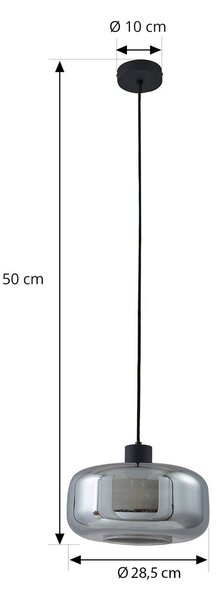 Lindby Hildur lógó világítás, Ø 28,5 cm, 1 izzó, szürke, üveg, dimmelhető, Alu / szürke / cink, Nappali / Étkező, Üveg