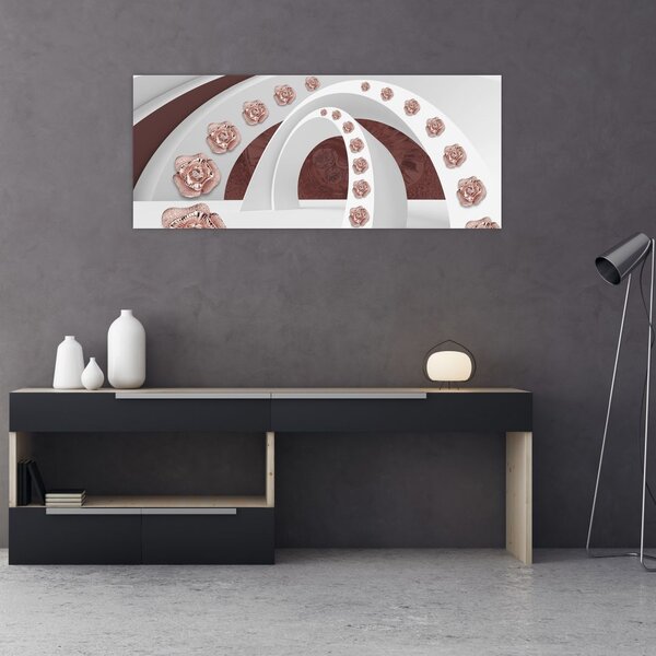 Kép - 3D ívek virágokkal (120x50 cm)