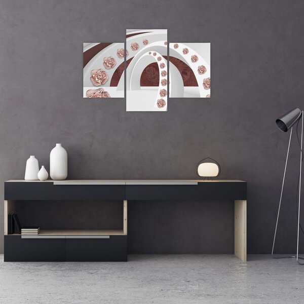 Kép - 3D ívek virágokkal (90x60 cm)