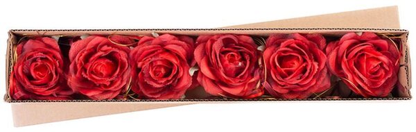 Virág MagicHome, rózsa, piros, szár, virágméret: 10 cm, virághossz: 18 cm, 6 db-os csomag