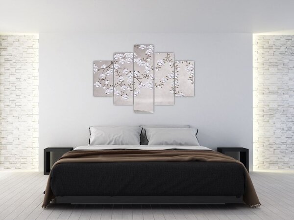 Kép - Virágok egy szürke tájon (150x105 cm)