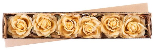 Virág MagicHome, rózsa, arany, szár, virágméret: 10 cm, virághossz: 18 cm, 6 db-os csomag