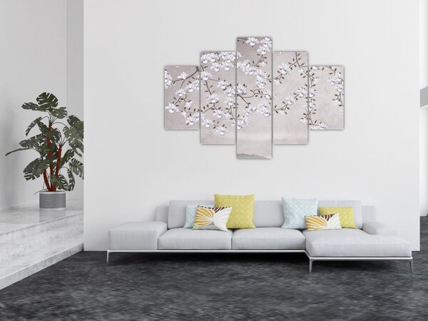 Kép - Virágok egy szürke tájon (150x105 cm)