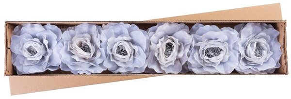 Virág MagicHome, bazsarózsa, kékesszürke, szár, virágméret: 16 cm, virághossz: 24 cm, 6 db-os csomag