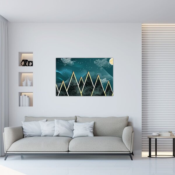Kép - telihold az arany hegyek felett (90x60 cm)