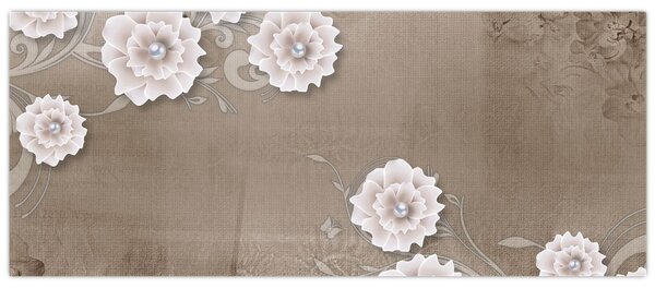 Kép - drapéria virágokkal (120x50 cm)