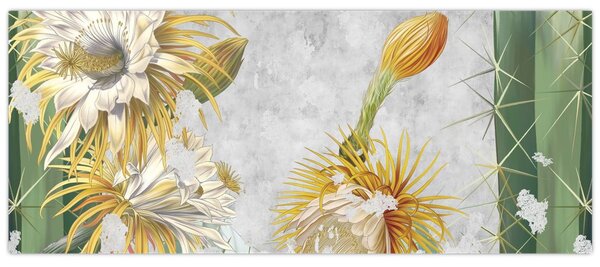 Kép - virágzó kaktuszok, vintage (120x50 cm)