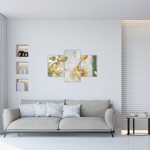 Kép - virágzó kaktuszok, vintage (90x60 cm)