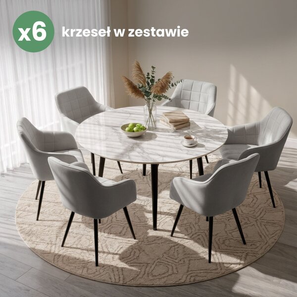 AKORD LUXANO kárpitozott szék welúr szürke fekete lábakkal 6 db-os szett
