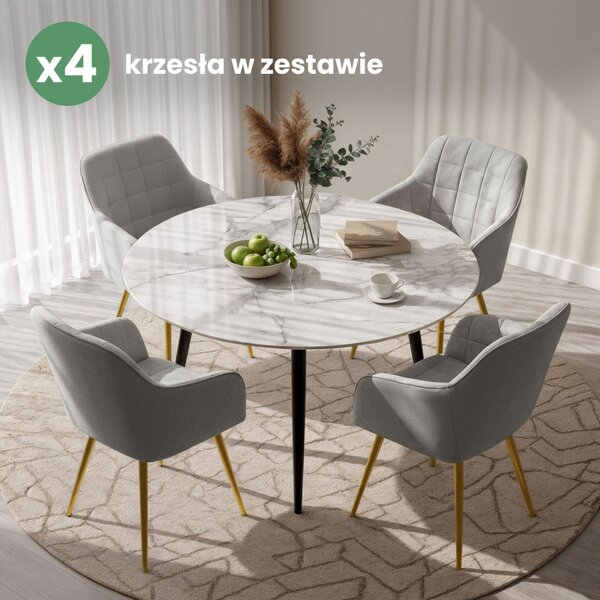 AKORD Furniture Factory LUXANO kárpitozott szék welúr szürke arany lábakkal