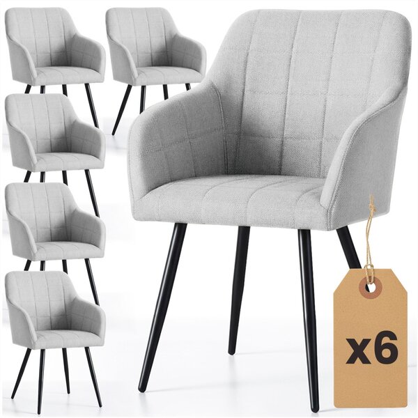 AKORD Furniture Factory LUXANO kárpitozott szék Lumos szövet világosszürke fekete lábakkal négyzetes varrással