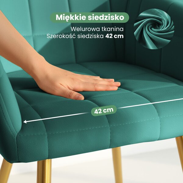 AKORD LUXANO Kárpitozott Szék Welúr Palackzöld Arany Lábakkal 4 db-os Szett