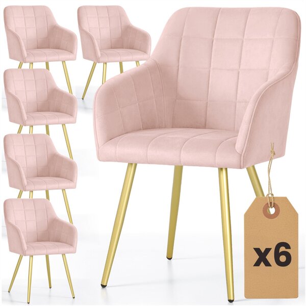 AKORD Furniture Factory LUXANO kárpitozott szék welur púderrózsaszín arany lábakkal