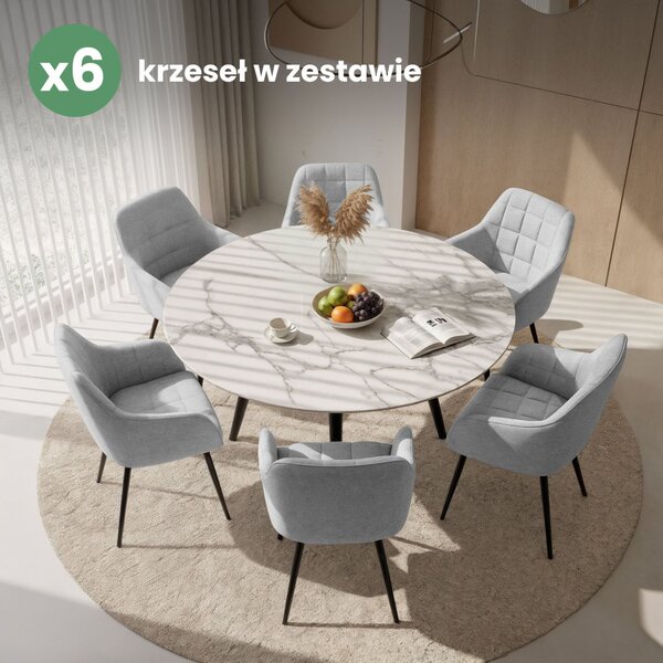 AKORD Furniture Factory LUXANO kárpitozott szék Lumos szövet világosszürke fekete lábakkal négyzetes varrással