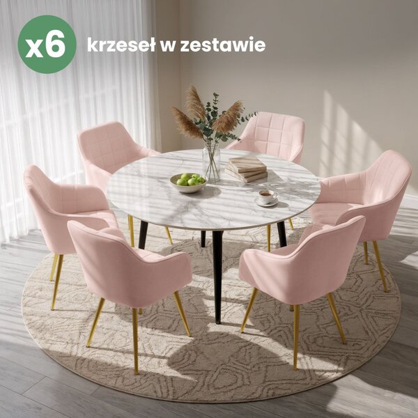 AKORD Furniture Factory LUXANO kárpitozott szék welur púderrózsaszín arany lábakkal