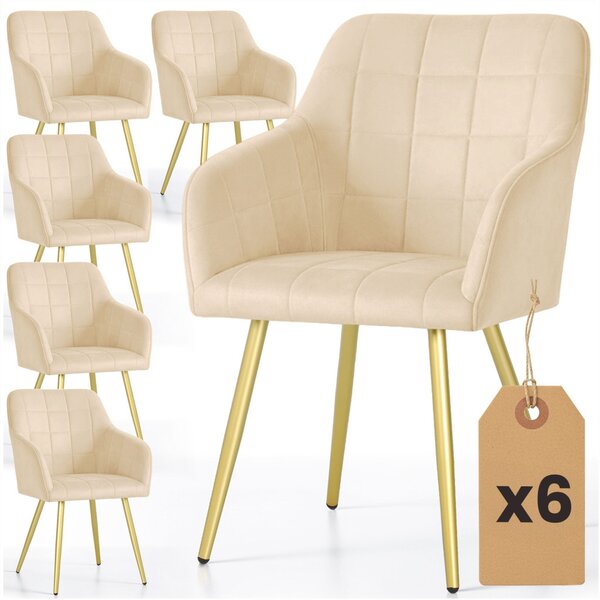 AKORD Furniture Factory LUXANO Kárpitozott Szék Welúr Bézs Arany Lábakkal