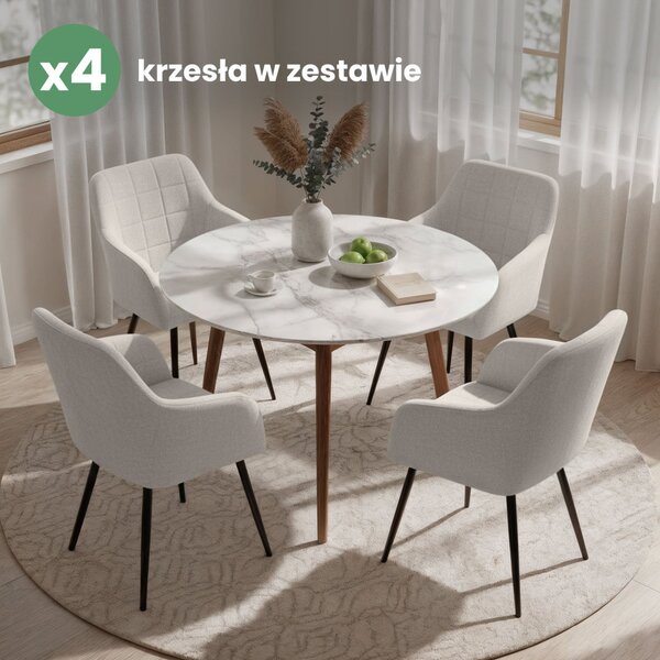 AKORD Furniture Factory LUXANO kárpitozott szék Lumos szövet krém fekete lábak négyzetes steppelés 4 db