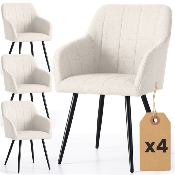 AKORD Furniture Factory LUXANO kárpitozott szék Lumos szövet krém fekete lábak négyzetes steppelés 4 db