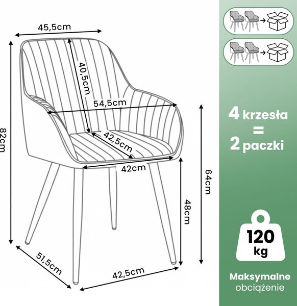AKORD Florence tapicerowane welurowe szék butelkazöld fekete lábakkal 4 db-os szett