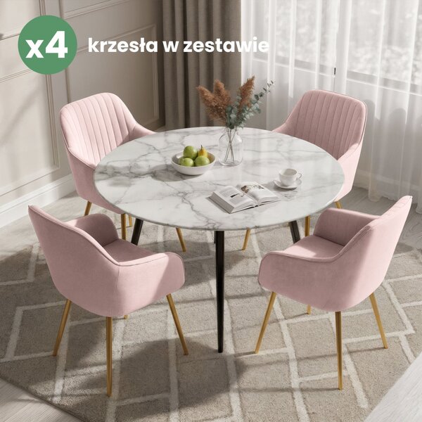 AKORD Florence tapicerowane krzesło welurowe pudrowy róż arany lábakkal 4 db-os szett
