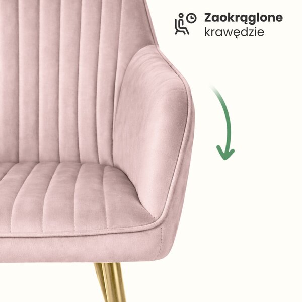 AKORD Florence tapicerowane krzesło welurowe pudrowy róż arany lábakkal 4 db-os szett