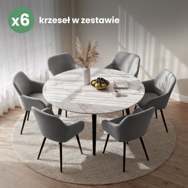 AKORD Furniture Factory ESTELLE kárpitozott szék welur szürke fekete lábakkal 6 db-os szett