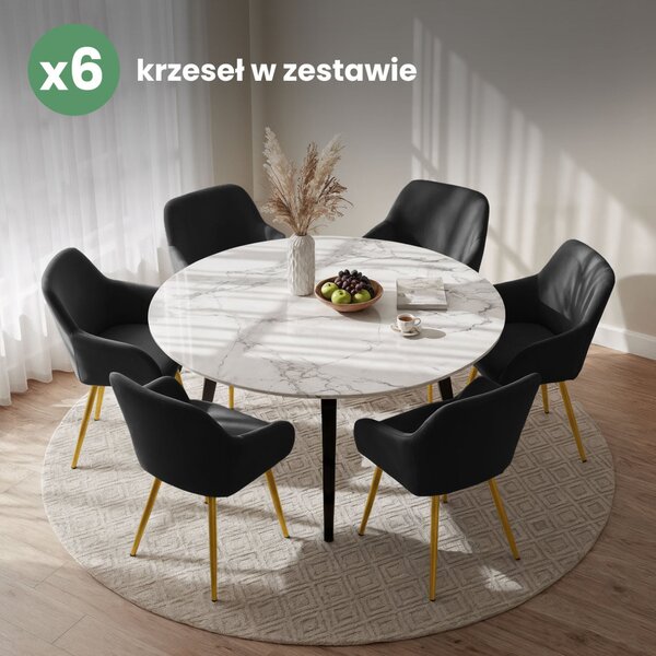 AKORD Furniture Factory ESTELLE Étkezőszék Welúr Fekete Arany Lábakkal 6 db