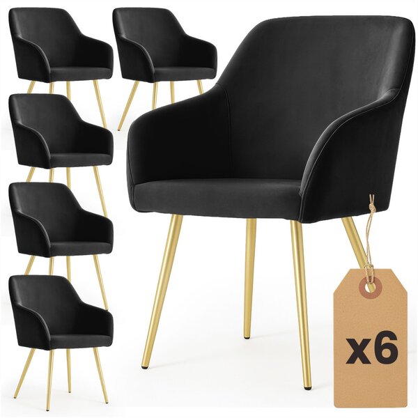 AKORD Furniture Factory ESTELLE Étkezőszék Welúr Fekete Arany Lábakkal 6 db