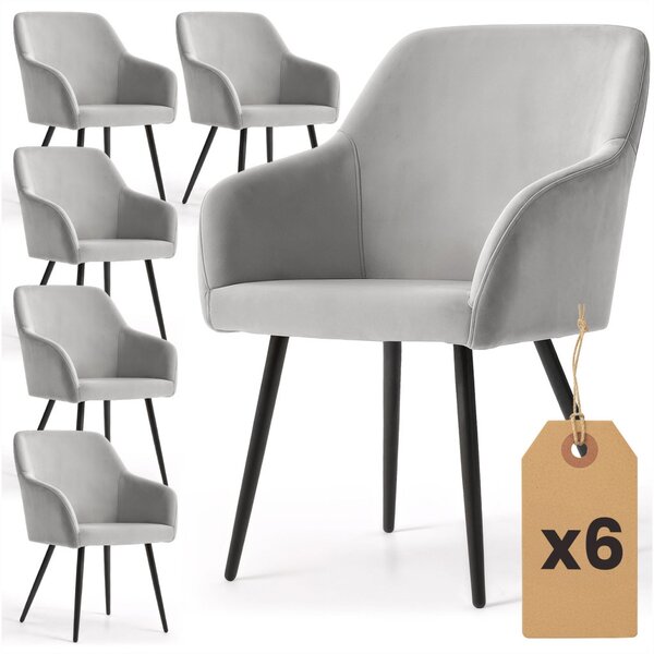 AKORD Furniture Factory ESTELLE kárpitozott szék welur szürke fekete lábakkal 6 db-os szett