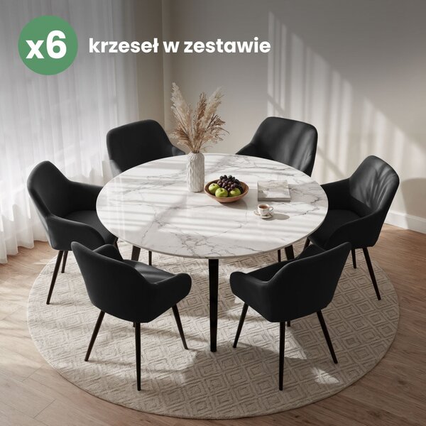 AKORD Furniture Factory ESTELLE Étkezőszék Welúr Fekete Fekete Lábakkal 6 db-os Szett
