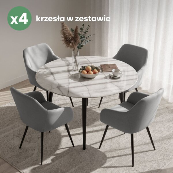 AKORD ESTELLE kárpitozott szék welur szürke fekete lábakkal 4 db-os szett