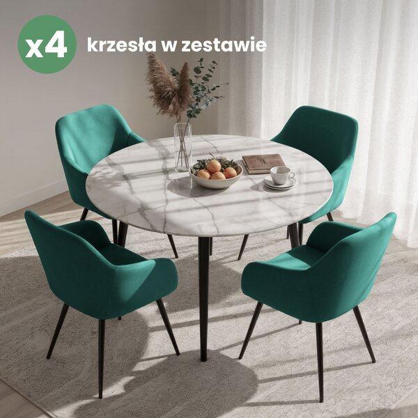 AKORD Furniture Factory ESTELLE Tapicerowane Szék Welur Palackzöld Fekete Lábakkal
