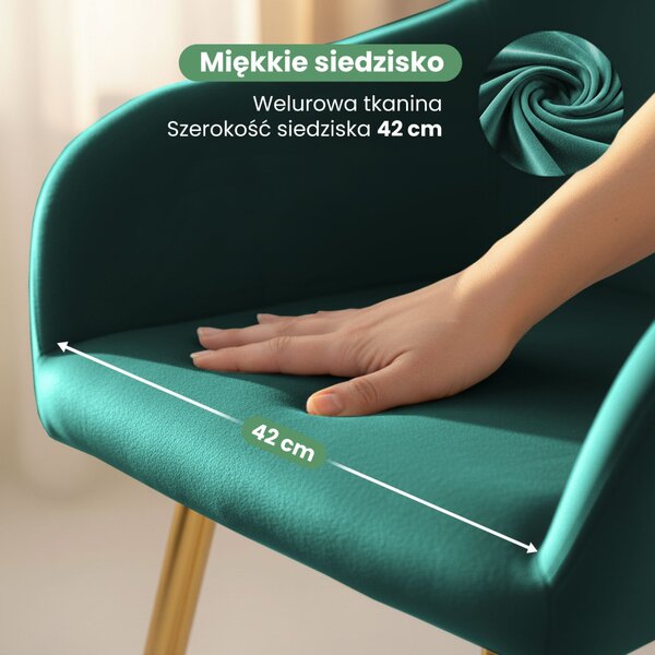 AKORD Furniture Factory ESTELLE kárpitozott szék welur butelkazöld arany lábakkal