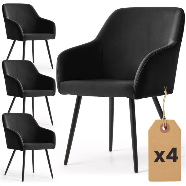 AKORD Furniture Factory ESTELLE kárpitozott szék welúr fekete fekete lábakkal 4 db-os szett