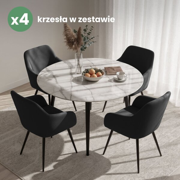 AKORD Furniture Factory ESTELLE kárpitozott szék welúr fekete fekete lábakkal 4 db-os szett