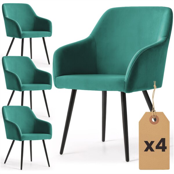 AKORD Furniture Factory ESTELLE Tapicerowane Szék Welur Palackzöld Fekete Lábakkal