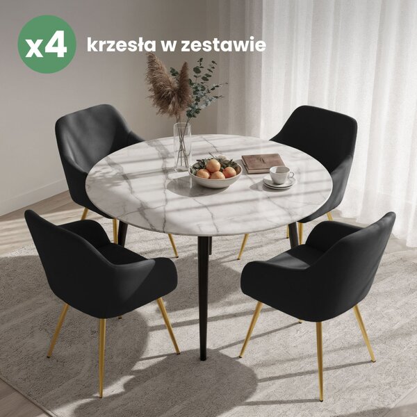 AKORD Furniture Factory ESTELLE Étkezőszék Welúr Fekete Arany Lábakkal 4 db