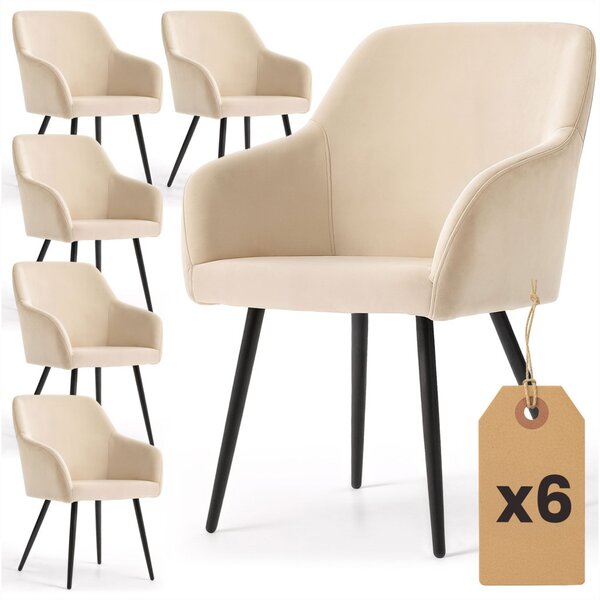 AKORD Furniture Factory ESTELLE étkezőszék welúr bézs fekete lábakkal 6 db-os szett