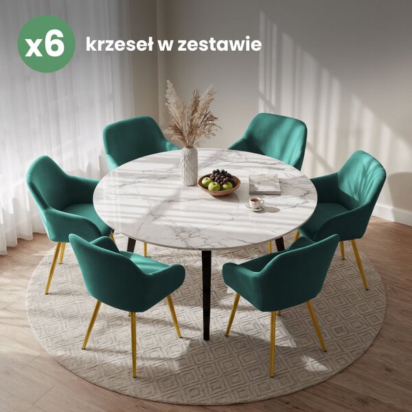 AKORD Furniture Factory ESTELLE kárpitozott szék welur butelkazöld arany lábakkal