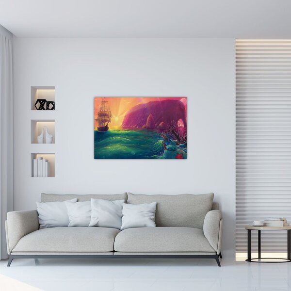 Kép - Olajfestmény, Vitorlázás egy fantasztikus birodalomba (90x60 cm)