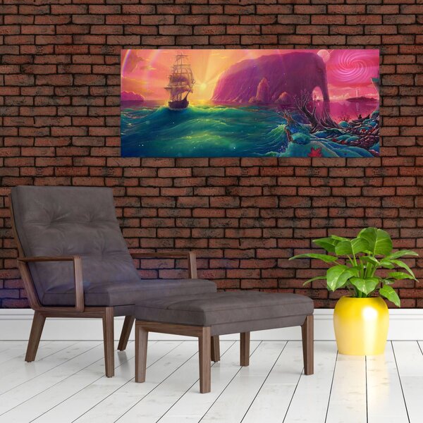 Kép - Olajfestmény, Vitorlázás egy fantasztikus birodalomba (120x50 cm)