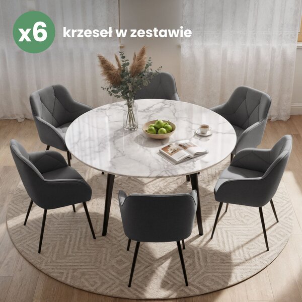 AKORD Furniture Factory DIAMANTE kárpitozott szék welur sötétszürke fekete lábakkal 6 db-os szett
